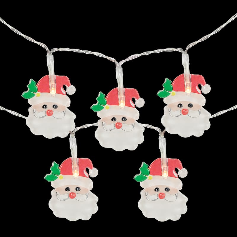 10-Count LED Santa Claus Micro Christmas Light Set 4.5ft Clear Wire - 4.5'