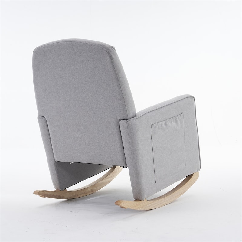Cotton Linen Fabric Rocking Chair With Adjustable Footrest