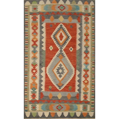 Hand Woven Oriental 100% Wool Carpet Southwestern Tribal Oranges & Rust Kilim Area Rug - 9' 8'' X 6' 5''