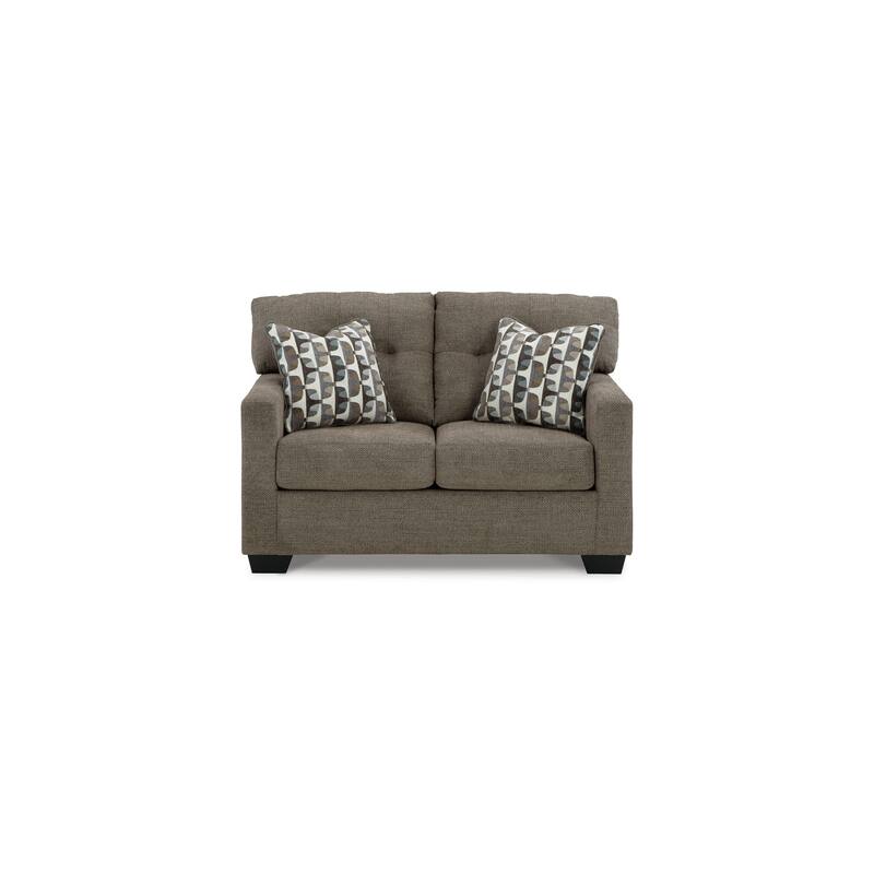 Joey 53 Inch Loveseat with 2 Accent Pillows, Tufted Back, Brown Polyester