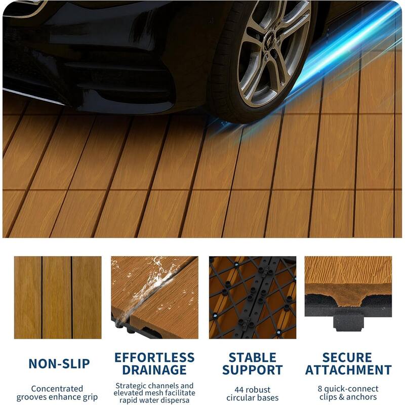 Interlinked-Style Composite Deck Tiles 12"x12"