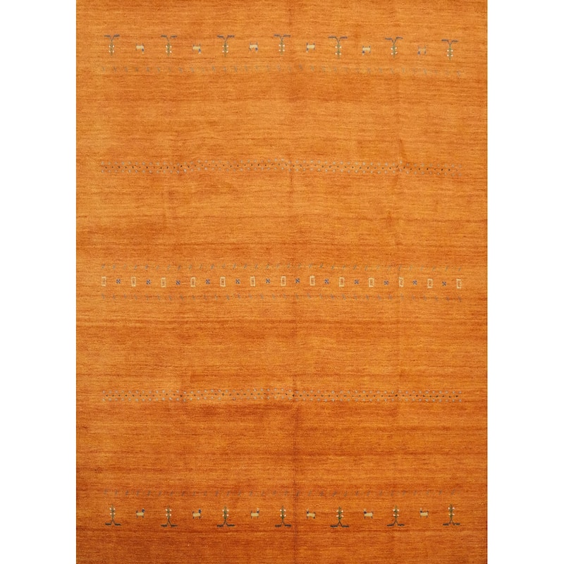 Hand Knotted Oriental 100% Wool Carpet Tribal Animal Pictorial Oranges & Rust Gabbeh Area Rug - 8' 0'' X 7' 11''