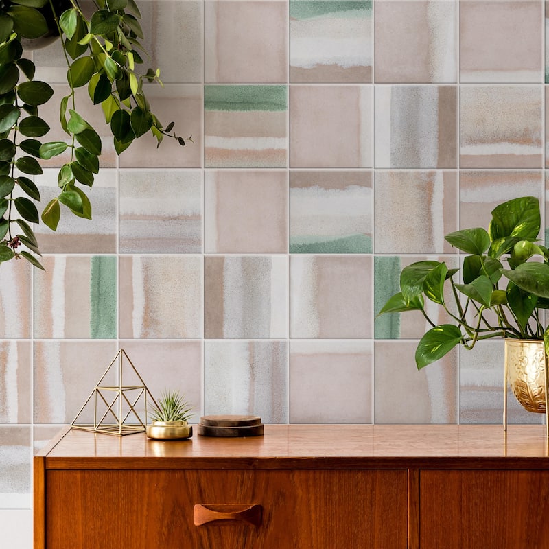 Merola Tile Matter Canvas Taupe Green 6" x 6" Porcelain Floor and Wall Tile - Case (25 Tiles)