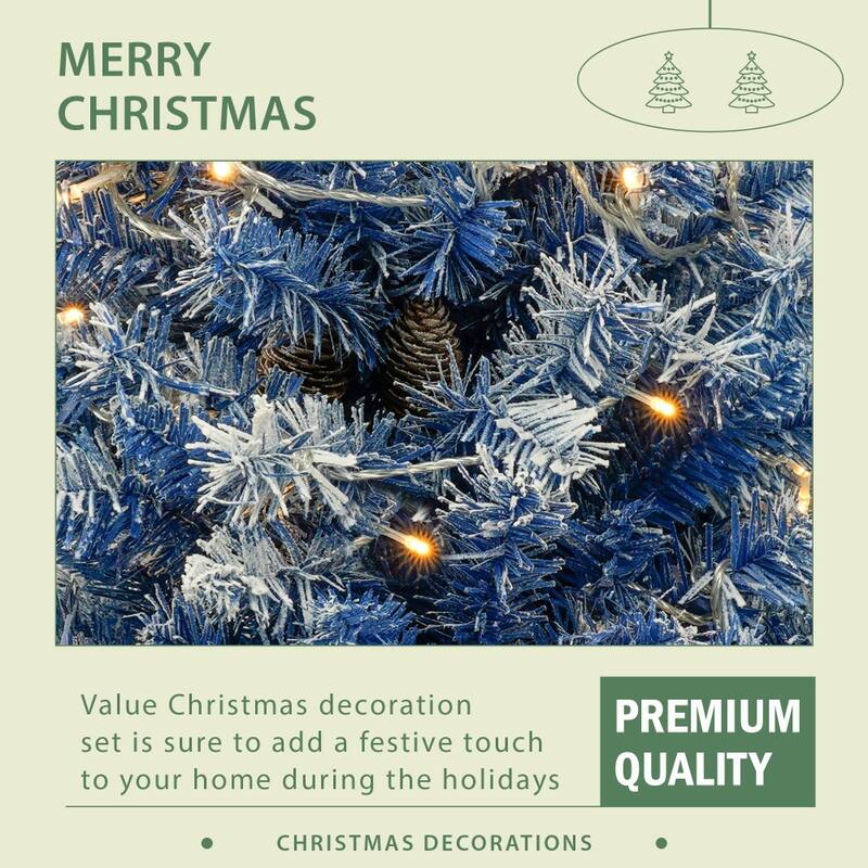 4-Piece Artificial Christmas Tree Set Garland and 2 Entrance Trees