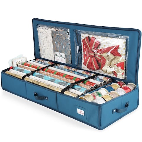 Hearth & Harbor Premium Christmas Gift Wrap Storage Organizer Box - 14"x40"x6"
