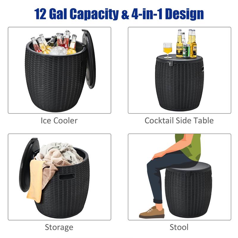 Gymax 9.5-Gal Patio Ice Cooler Bucket Cool Bar Table Cocktail Side - 16'' x 17''