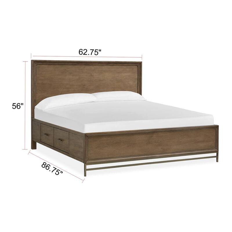 Magnussen Home Lindon Belgian Wheat And Coffee Bean Panel Storage Bed