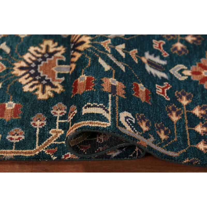 All-Over Green Tribal Kazak Indian Runner Rug Handmade Wool Carpet - 2'7"x 9'10"