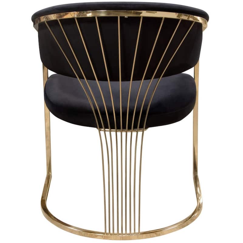 Gold/Black Velvet Upholstered Metal Frame Dining Chair, Sturdy Dining Chair for Dining Rooms - 24.6