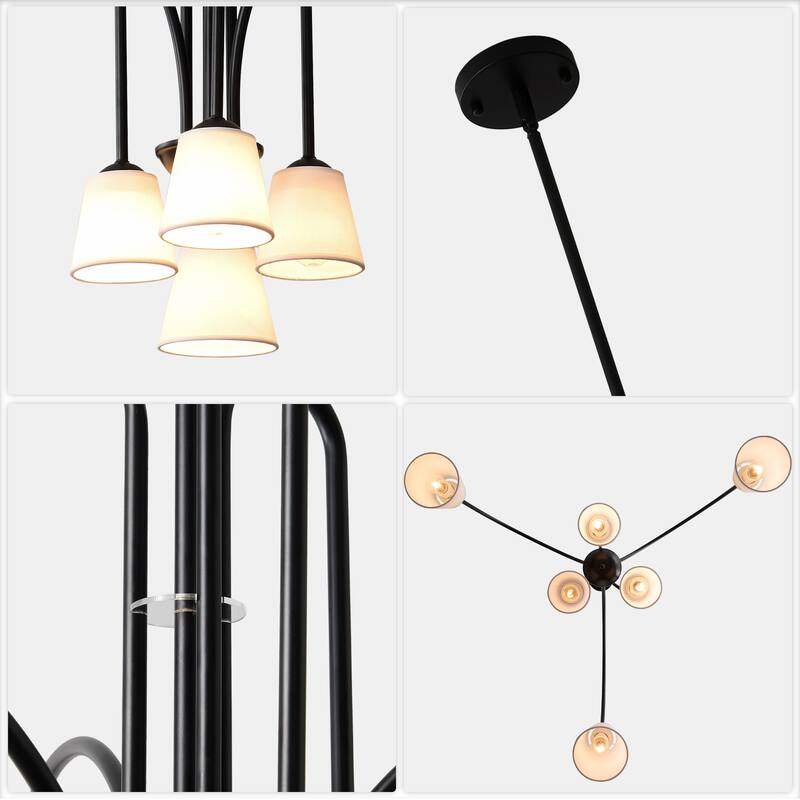 Bella Depot 40" 6-Light Black Metal Chandelier Adjustable Pendant Light for Dining Room Bedroom