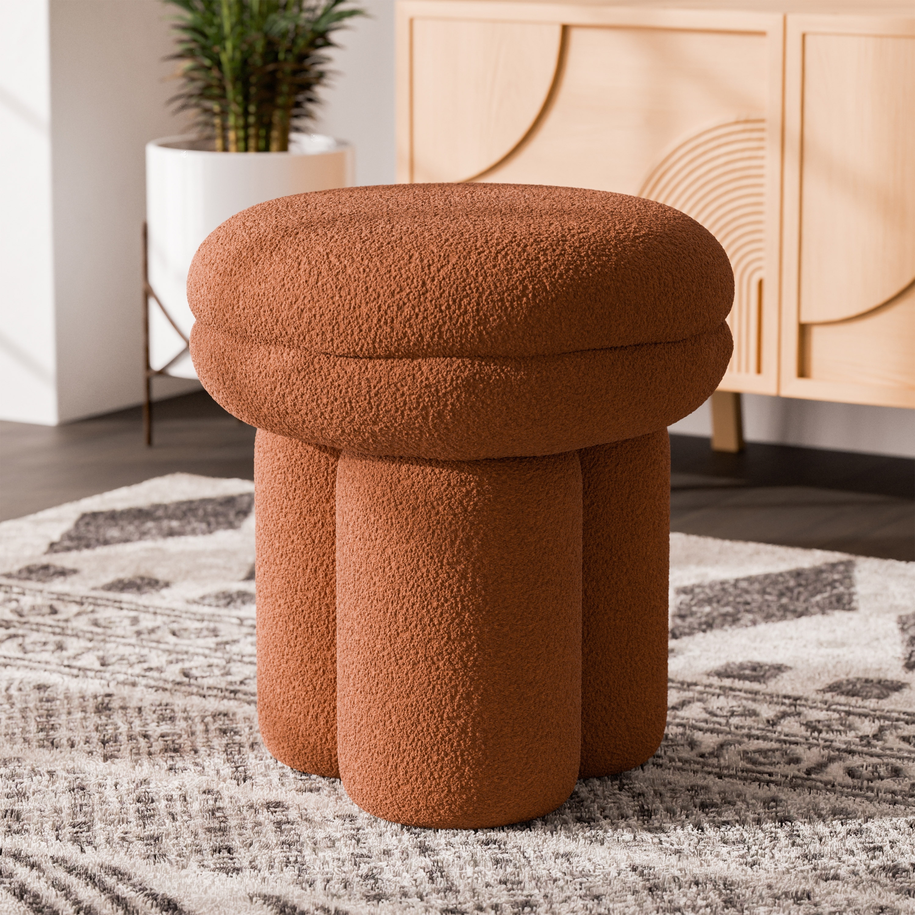 Furniture of America Ronan Modern 18-inch Mushroom Upholstered Ottoman