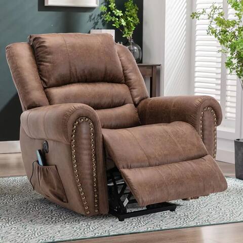 Leather Rivet Power Lift Recliner Chair with Massage and USB Port