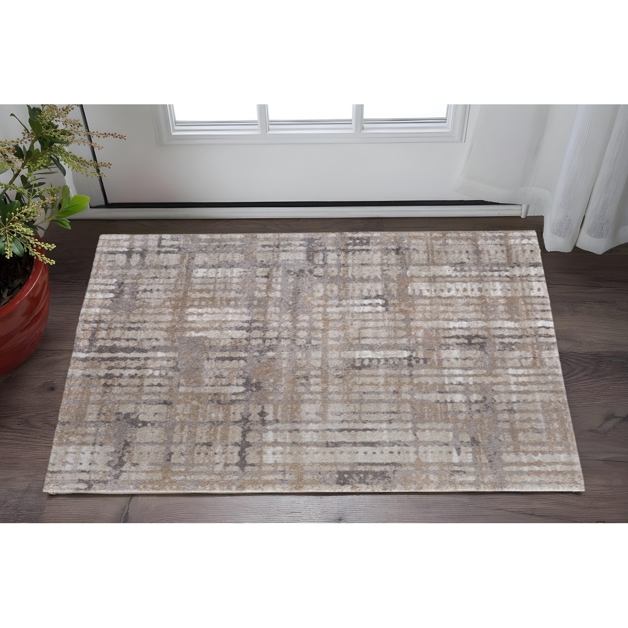 HomeRoots Nafe Abstract Industrial Rectangle Area Rug