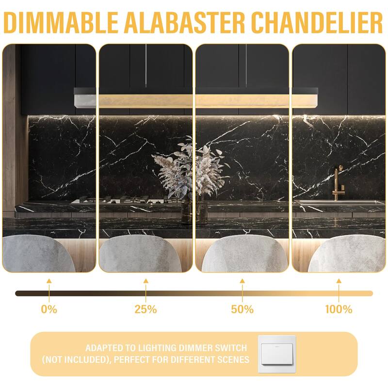 KAYLA Alabaster Pendant Light 1200 - 1800 Matte Black/Gold