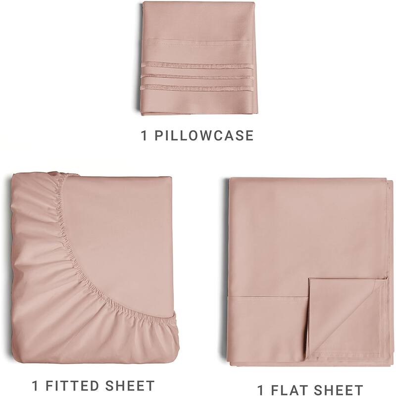 CGK Linens 4 Piece Solid Microfiber Deep Pocket Soft Bed Sheet Set