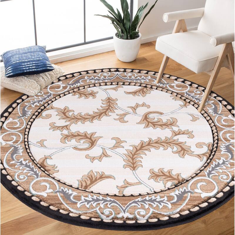 Glamour Cream/Black Polypropylene Area Rug