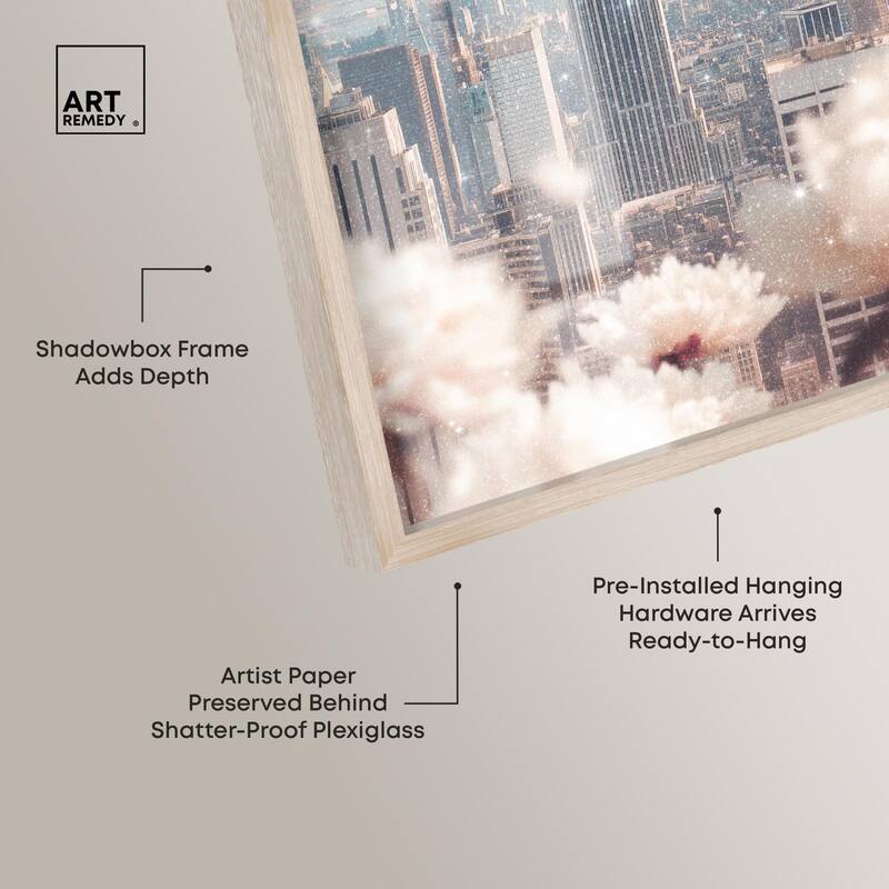 Peonies Over New York Shadowbox by Art Remedy
