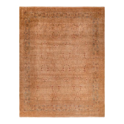 Overton Hand Knotted Wool Vintage Inspired Modern Contemporary Overdyed Ivory Area Rug - 8' 1" x 10' 6"