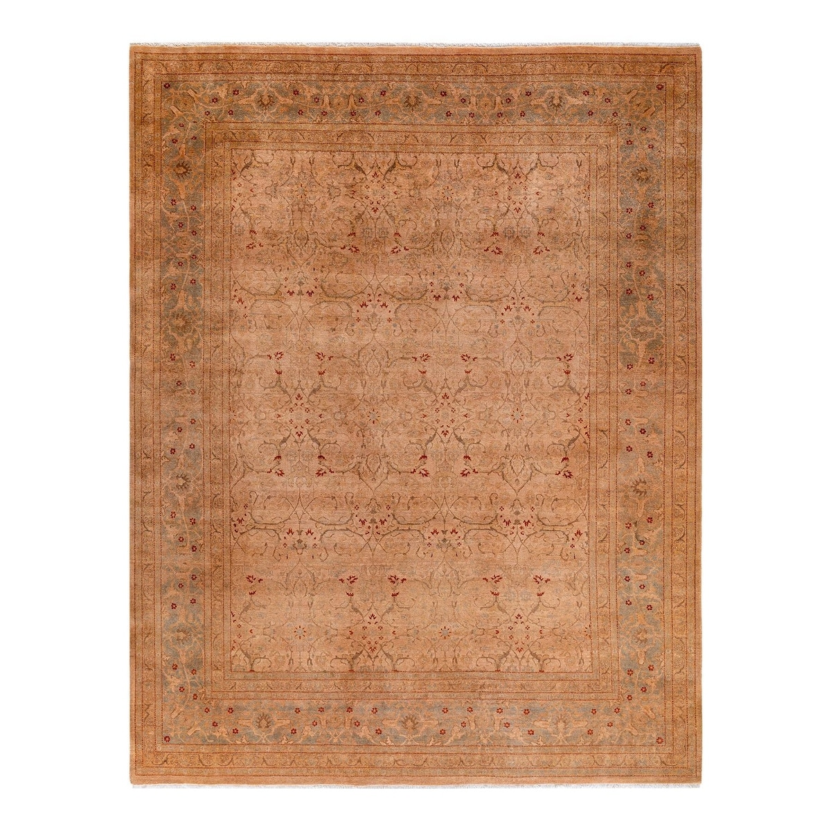 Overton Hand Knotted Wool Vintage Inspired Modern Contemporary Overdyed Ivory Area Rug - 8' 1" x 10' 6"