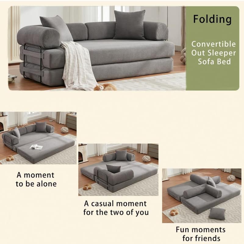 78.5" Folding Convertible Out Sleeper Sofa Bed 4-in-1 DIY Combination,King Size