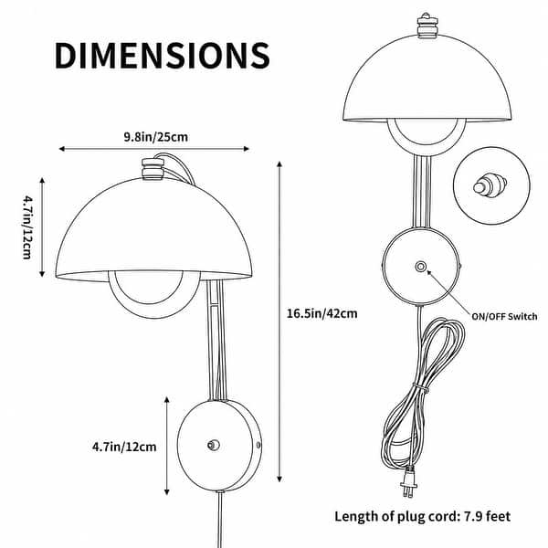 dimension image slide 1 of 7, Modern Mid-Century Art Flower Bud Wall Sconces Sleek Plug in Wall Light Fixtures