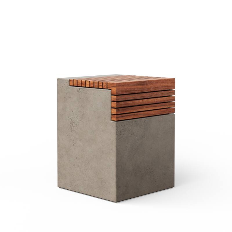 Urbia Stecca Cascata Concrete & Teak Stool