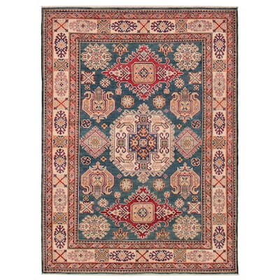 ECARPETGALLERY Hand-knotted Uzbek Ghazni Navy Wool Rug - 5'1 x 7'0
