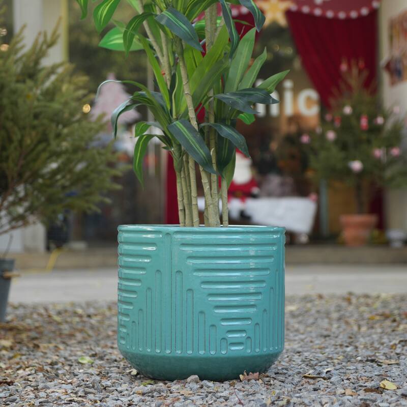 Handmade Ceramic Planter, Monstera & Fiddle Leaf Fig, 16" Diameter