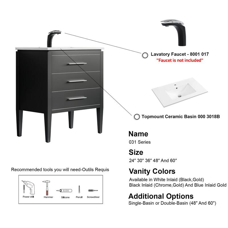 Ayer 30" Single Bathroom Vanity Set - 18D x 30W x 34H