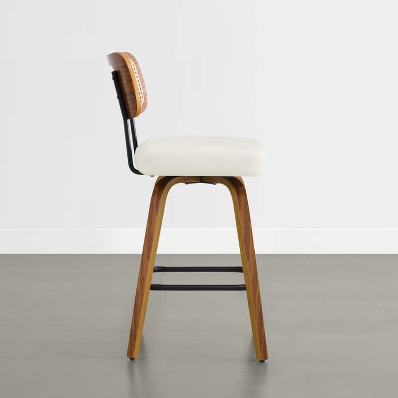 Spruce & Spring 26" Swivel Bar Stool with Bentwood Back or PE Rattan Back