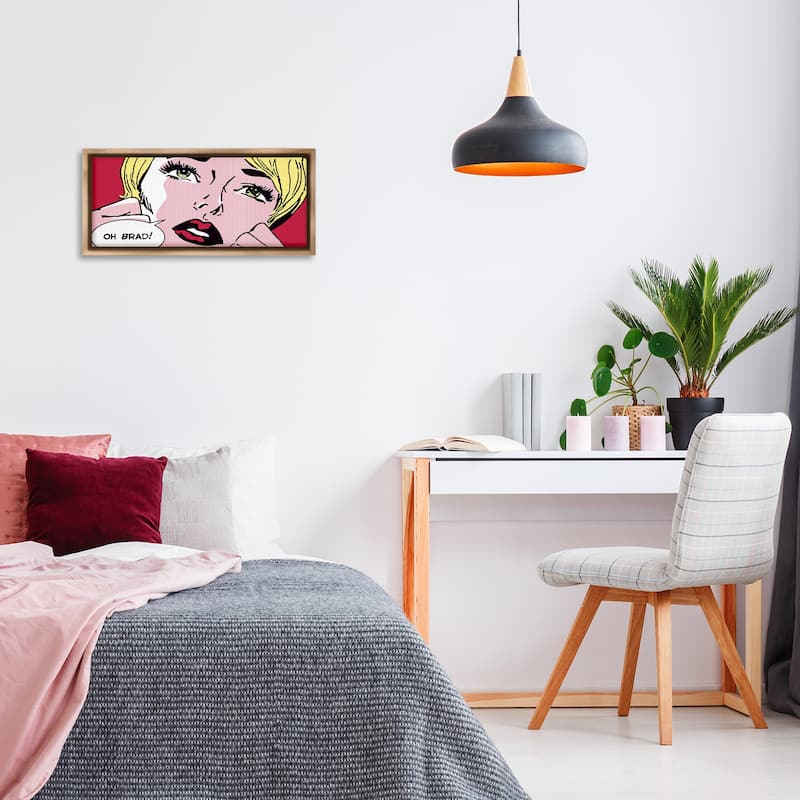 Stupell Iconic Pop Comic Woman Framed Floater Canvas Wall Art Design By Sheila B.
