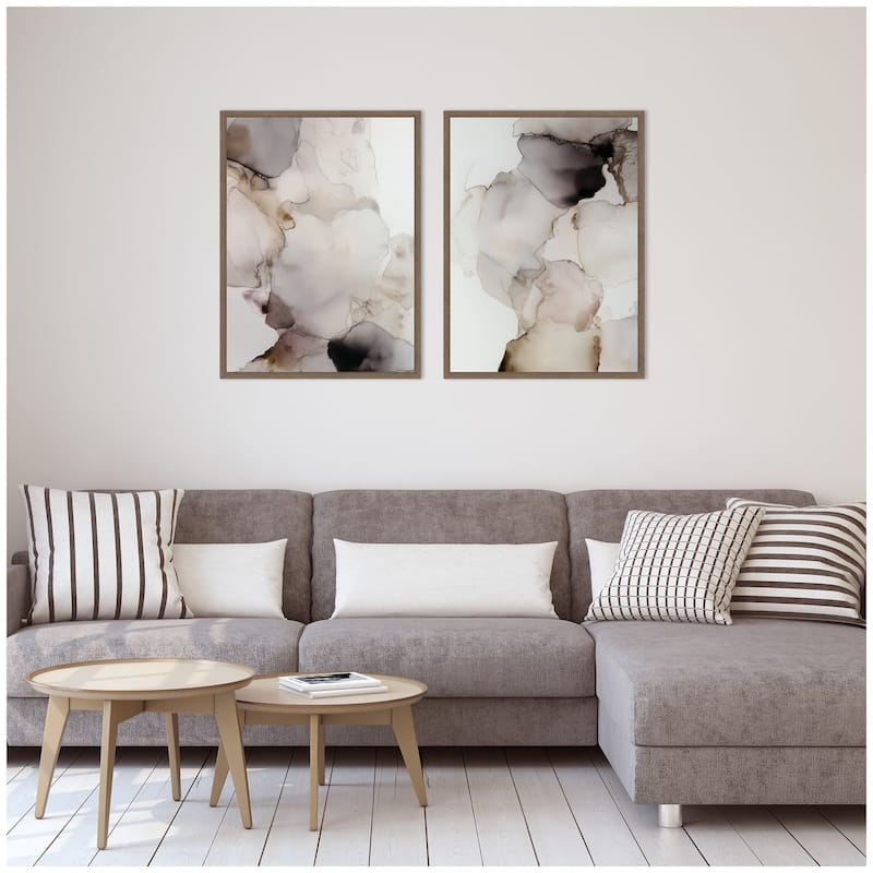 Kate and Laurel Smoke No. 1 & No. 2 2 Piece Framed Canvas Wall Art Set by Amy Lighthall