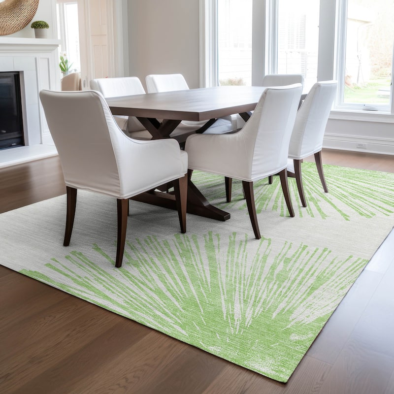 Machine Washable Indoor/ Outdoor Chantille Contemporary Burst Rug - Aloe - 2'6" x 3'10"