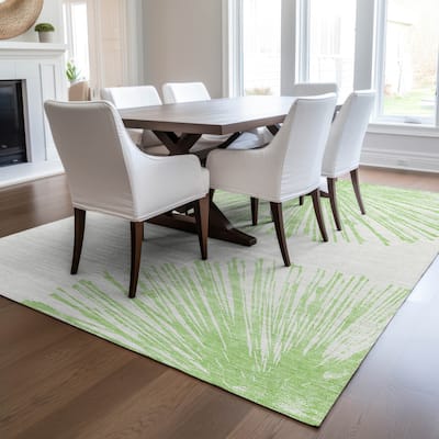 Machine Washable Indoor/ Outdoor Chantille Contemporary Burst Rug