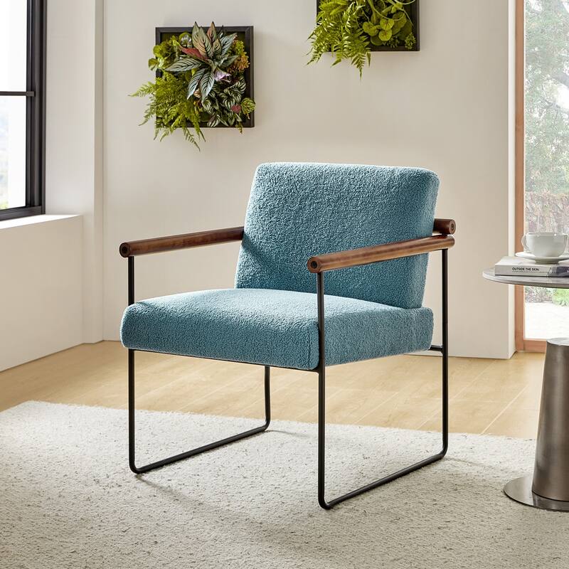 Justo Modern Accent Armchair with Metal Base and Removable Cushion By HULALA HOME