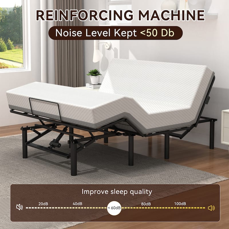 Queen Size Adjustable Bed Base with Zero Gravity, Dual USB Ports, Remote Control, and Memory Function