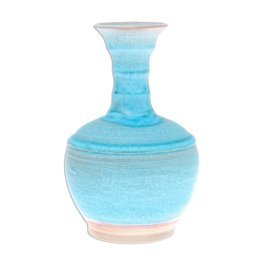 Novica Handmade Sky Flute Ceramic Vase