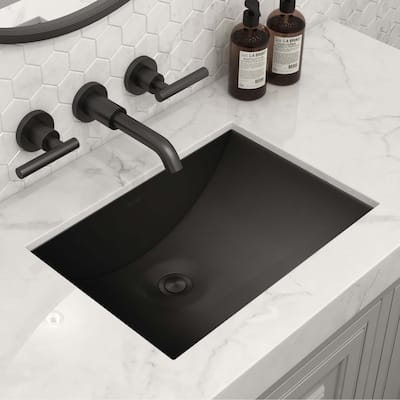 Ruvati 16 x 11 inch Gunmetal Black Undermount Bathroom Sink Stainless Steel - 18" x 13" - 18" x 13"