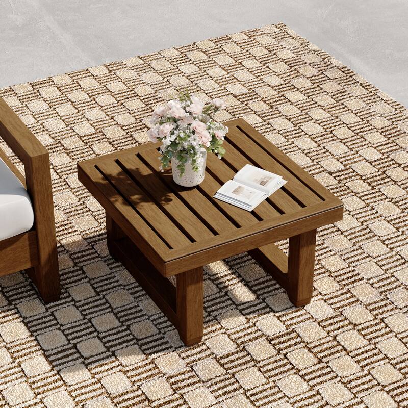 Square Teak Wood Outdoor Patio Side Table
