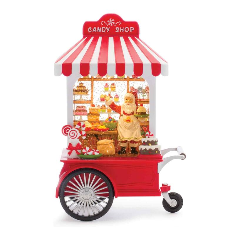10.75" LED Lighted Santa's Candy Shop Christmas Snow Globe