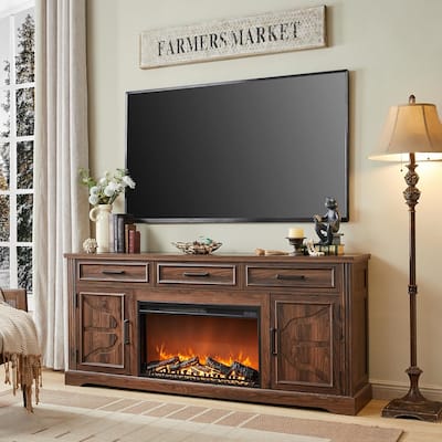 Farmhouse Fireplace TV Stand for Up to 80" TV, Entertainment Center