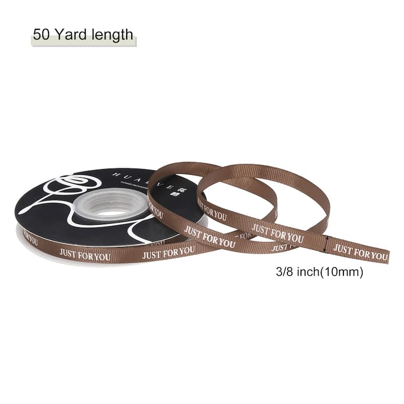 3/8Inch 50 Yard Personalized Satin Ribbon Pastel, Printed Just for You - Brown