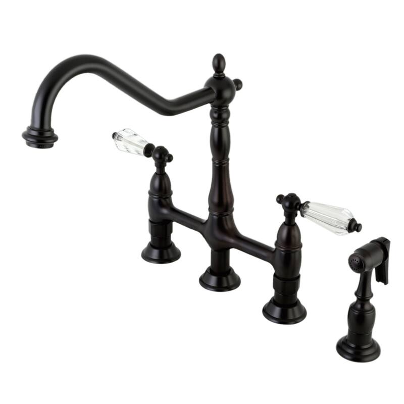 Kingston Brass Wilshire Bridge Kitchen Faucet with Brass Sprayer
