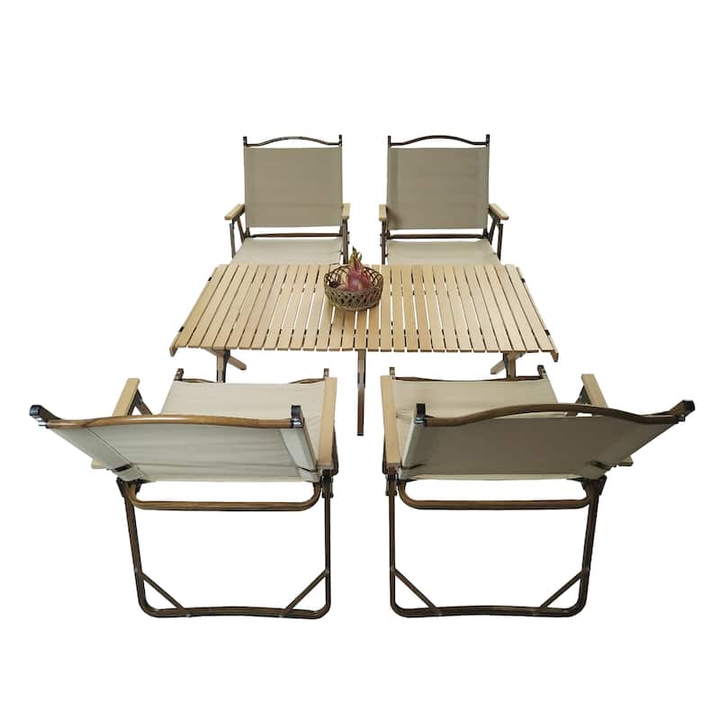 Foldable and Portable Dining Set, 1 Dining Table & 4 Folding Chairs