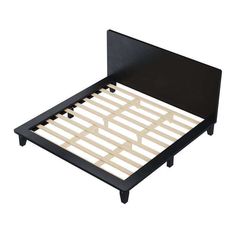 Roomfitters Full/Queen/King Size Wood Platform Bed with Headboard and Slat Support