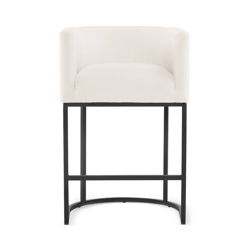 26 in. Counter Height Low Back Bar Stool with Metal Frame Modern Barrel Fabric Bar Stool for Kitchen Island