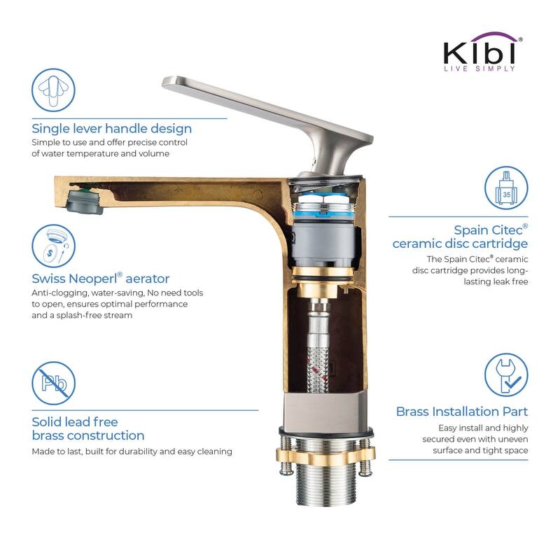 Lead Free Solid Brass Single Handle Bathroom Vanity Sink Faucet with Water Hose