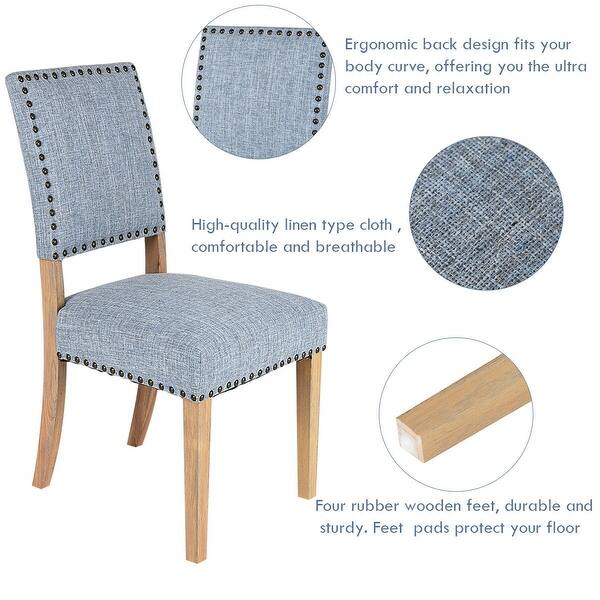 Shop Costway Set Of 2 Fabric Dining Chairs W Rubber Wood Legs Home Kitchen Furniture Blue Overstock 20445697
