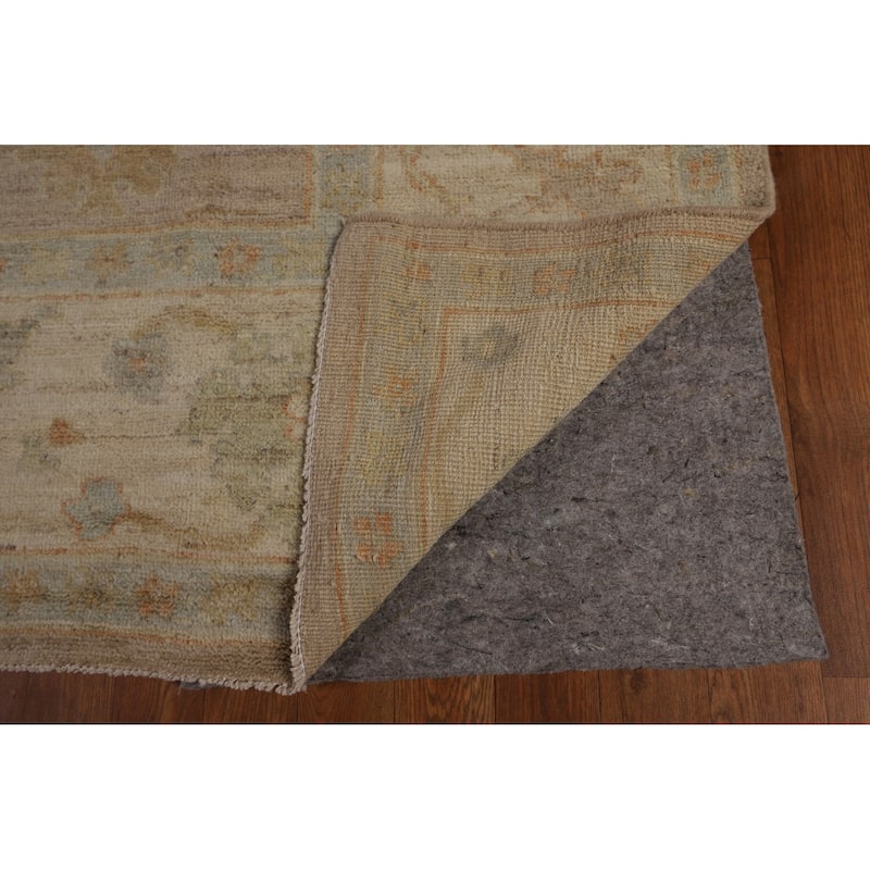 Beige Oushak Turkish Area Rug Hand-Knotted Transitional Wool Carpet - 8'3"x 9'8"