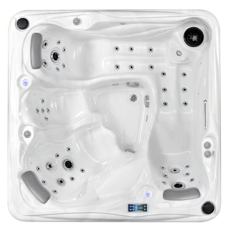EROMMY 4 Person Outdoor Acrylic Hot Tub Spa with 30 Jets, Ozonator, Insulated Cover, LED Lights & Bluetooth Speaker - 4-Person
